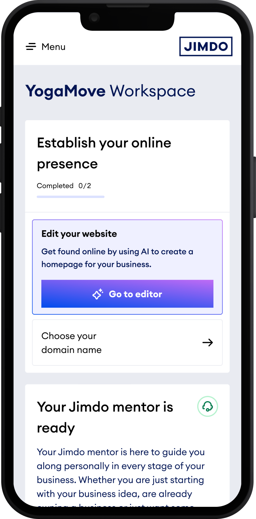 Workspace to-do list flagging the website task