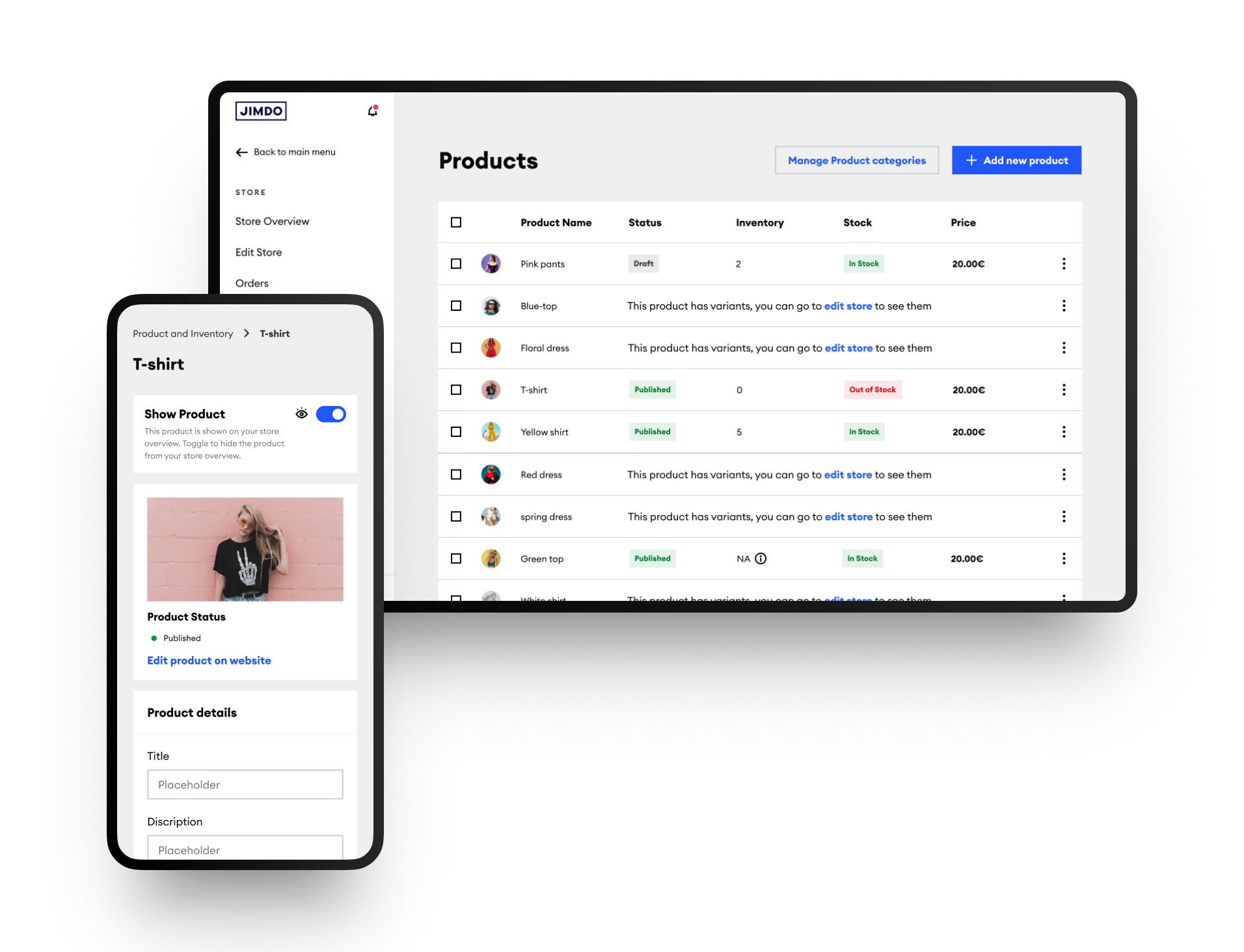 Product and Inventory Management on desktop and mobile