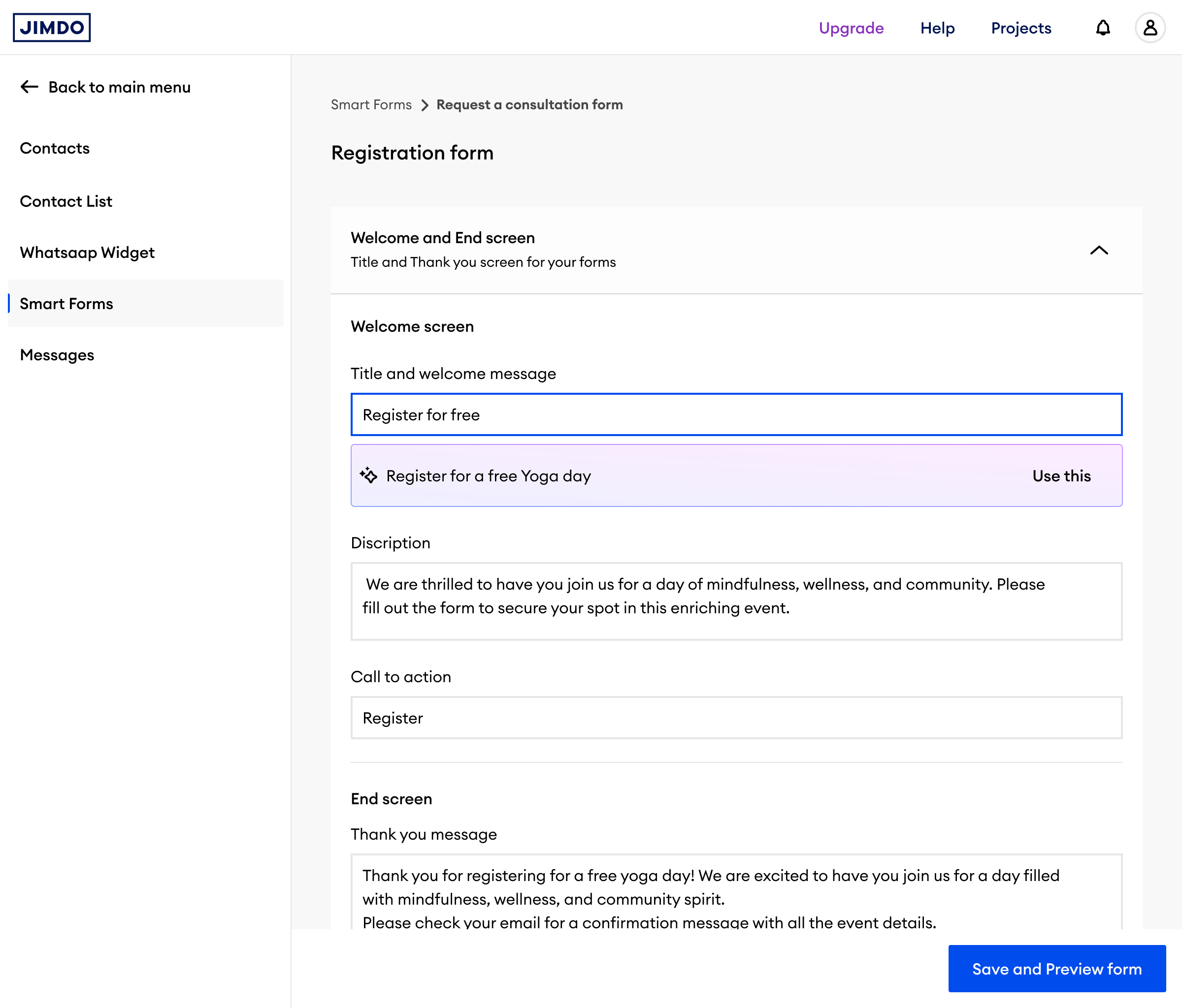 Form editor with AI suggestion on desktop