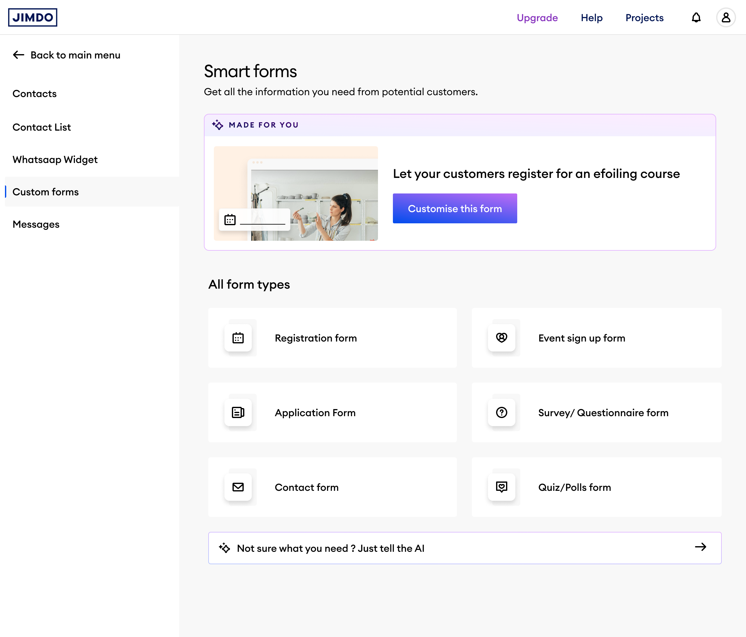 Smart Forms home screen on desktop