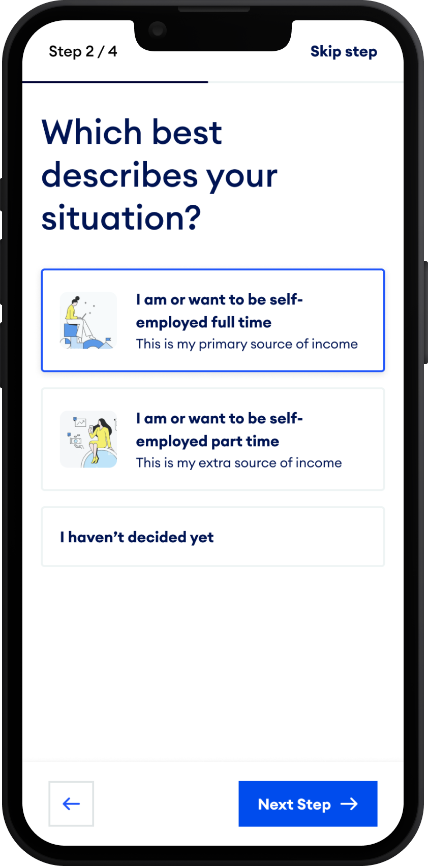 First iteration: choosing from a fixed set of situation cards